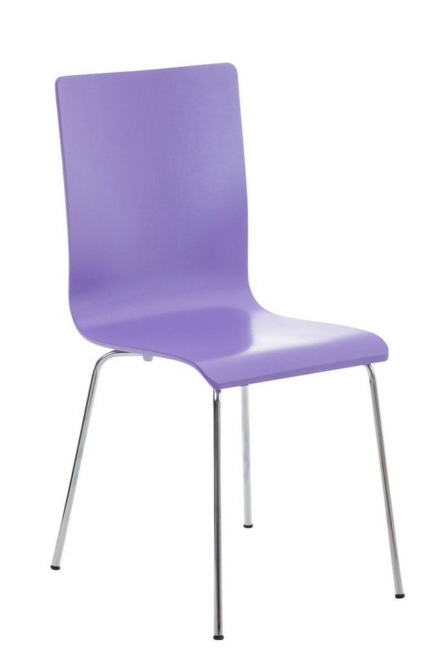 TPFLiving Besucherstuhl Peppo mit ergonomisch geformter Sitzfläche - Konferenzstuhl (Besprechungsstuhl - Warteraumstuhl - Messestuhl), Gestell: Metall chrom - Sitzfläche: Holz lila von TPFLiving