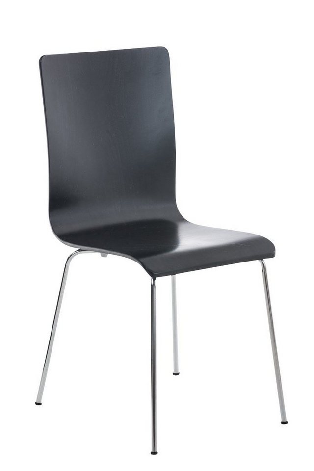 TPFLiving Besucherstuhl Peppo mit ergonomisch geformter Sitzfläche - Konferenzstuhl (Besprechungsstuhl - Warteraumstuhl - Messestuhl), Gestell: Metall chrom - Sitzfläche: Holz schwarz von TPFLiving