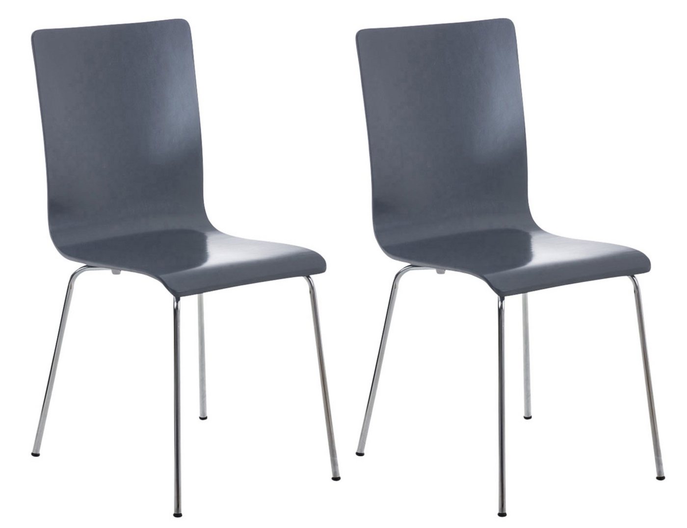 TPFLiving Besucherstuhl Apeldoorn - Stuhl mit chromfarbenem Metallgestell (Besucherstuhl - Sitzfläche und Rückenlehne aus Holz, 2 St), Maße (TxBxH): 47 x 43 x 87cm - Farbe: grau von TPFLiving