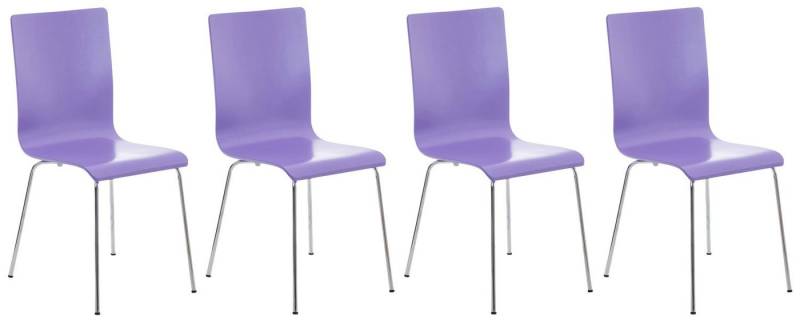 TPFLiving Besucherstuhl Peppo mit ergonomisch geformter Sitzfläche - Konferenzstuhl (Besprechungsstuhl - Warteraumstuhl - Messestuhl, 4 St), Gestell: Metall chrom - Sitzfläche: Holz lila von TPFLiving