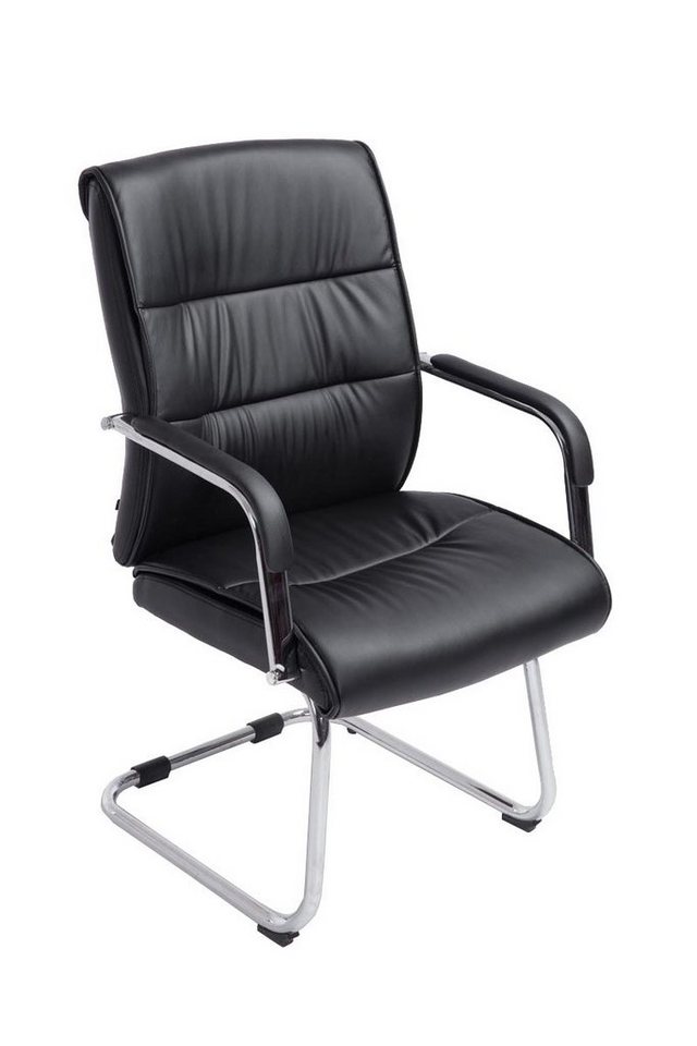 TPFLiving Besucherstuhl Siva mit hochwertig gepolsterter Sitzfläche - Konferenzstuhl (Küchenstuhl - Esszimmerstuhl - Wohnzimmerstuhl), Gestell: Metall chrom - Sitzfläche: Kunstleder schwarz von TPFLiving