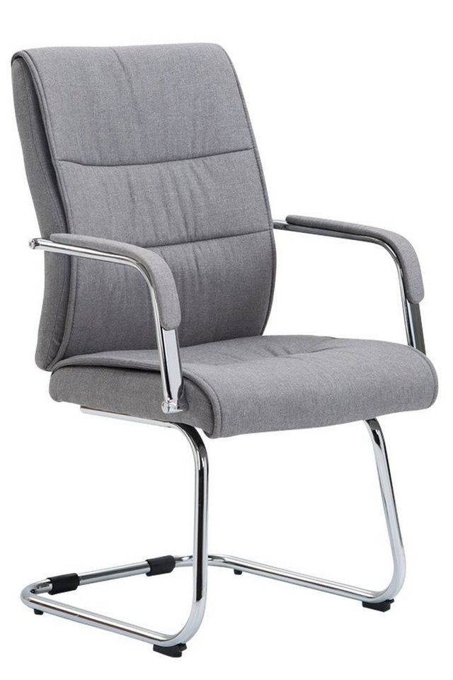 TPFLiving Besucherstuhl Siva mit hochwertig gepolsterter Sitzfläche - Konferenzstuhl (Küchenstuhl - Esszimmerstuhl - Wohnzimmerstuhl), Gestell: Metall chrom - Sitzfläche: Stoff Hellgrau von TPFLiving