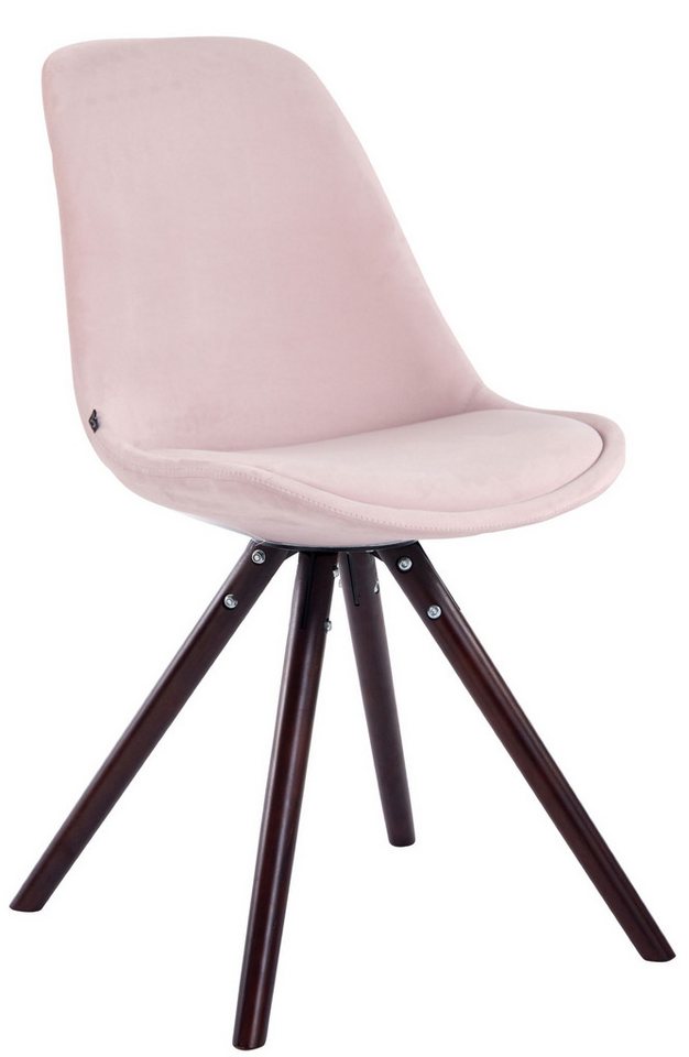 TPFLiving Besucherstuhl Toulon – Besucherstuhl Samt mit runder Beinform in Cappuccino (Stabiles Vierfußgestell aus Holz, sicherer Stand), Maße (TxBxH): 56 x 48 x 83cm - Farbe: pink von TPFLiving