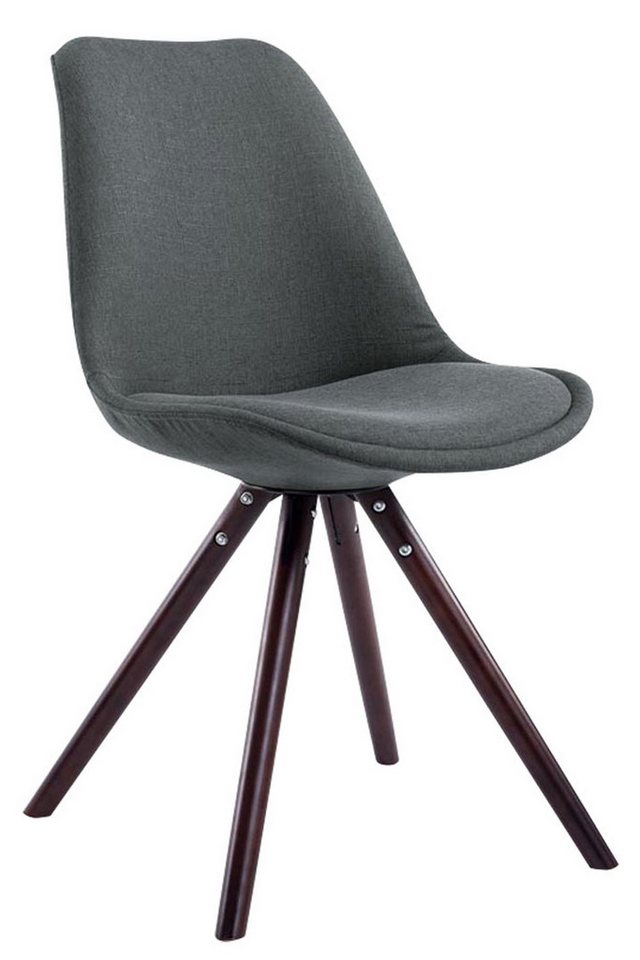 TPFLiving Besucherstuhl Toulon mit hochwertig gepolsterter Sitzfläche - Konferenzstuhl (Küchenstuhl - Esszimmerstuhl - Wohnzimmerstuhl), Gestell: Buchenholz Cappuccino rund - Sitzfläche: Stoff Dunkelgrau von TPFLiving