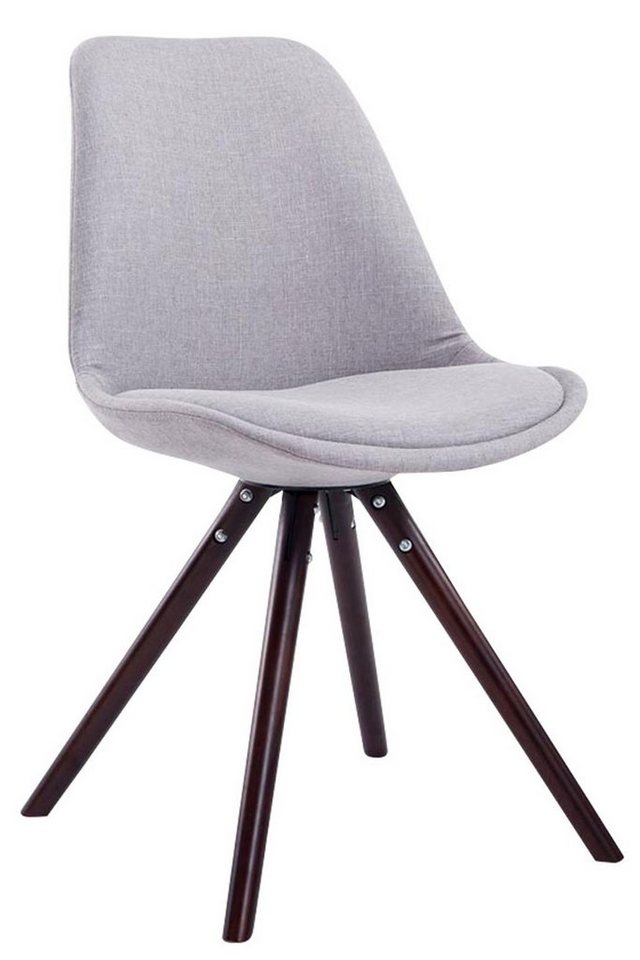 TPFLiving Besucherstuhl Toulon mit hochwertig gepolsterter Sitzfläche - Konferenzstuhl (Küchenstuhl - Esszimmerstuhl - Wohnzimmerstuhl), Gestell: Buchenholz Cappuccino rund - Sitzfläche: Stoff grau von TPFLiving