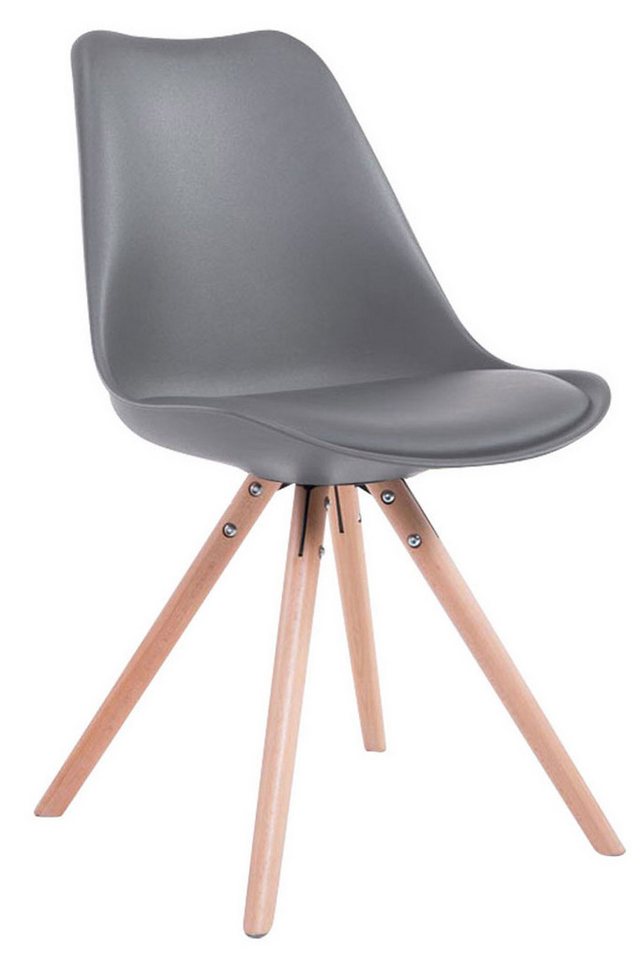 TPFLiving Besucherstuhl Toulon mit hochwertig gepolsterter Sitzfläche - Konferenzstuhl (Küchenstuhl - Esszimmerstuhl - Wohnzimmerstuhl), Gestell: Buchenholz Natura rund - Sitzfläche: Kunstleder Grau von TPFLiving