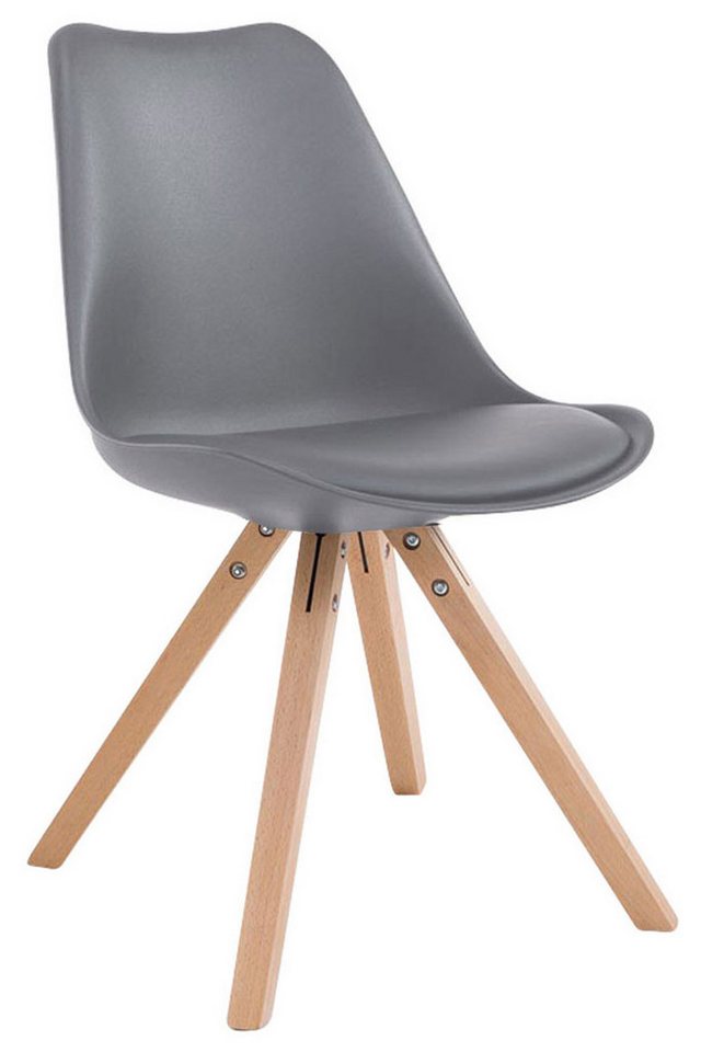 TPFLiving Besucherstuhl Toulon mit hochwertig gepolsterter Sitzfläche - Konferenzstuhl (Küchenstuhl - Esszimmerstuhl - Wohnzimmerstuhl), Gestell: Buchenholz Natura square - Sitzfläche: Kunstleder Grau von TPFLiving