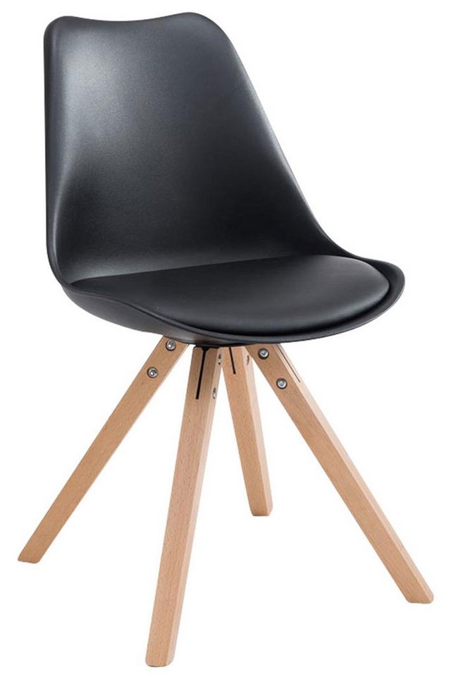 TPFLiving Besucherstuhl Toulon mit hochwertig gepolsterter Sitzfläche - Konferenzstuhl (Küchenstuhl - Esszimmerstuhl - Wohnzimmerstuhl), Gestell: Buchenholz Natura square - Sitzfläche: Kunstleder schwarz von TPFLiving