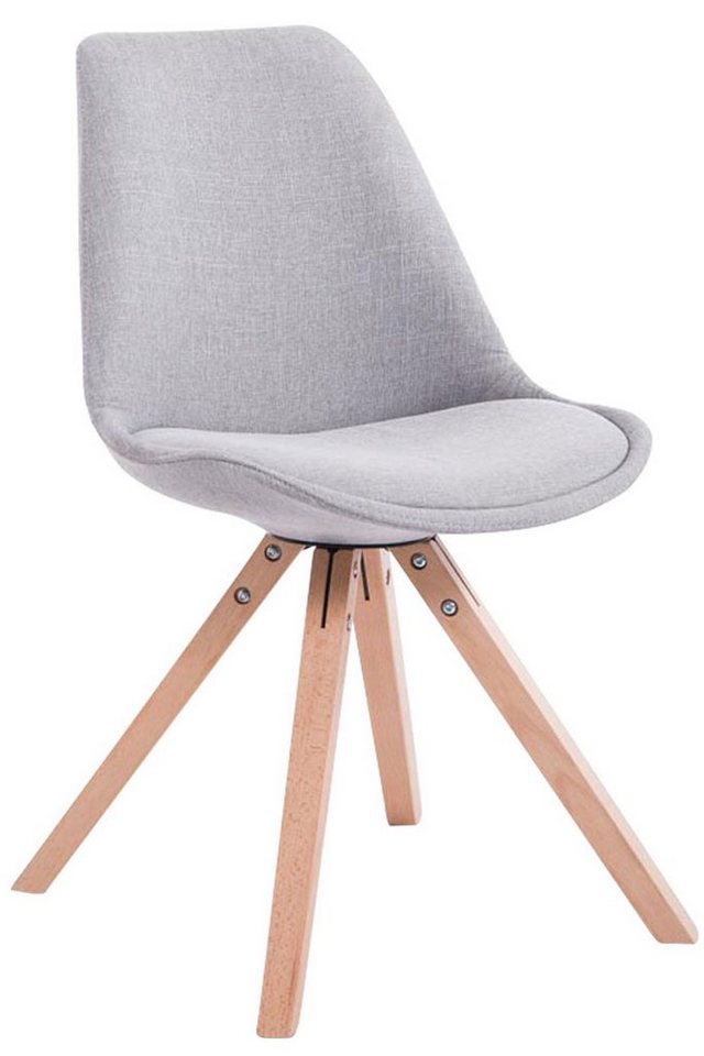 TPFLiving Besucherstuhl Toulon mit hochwertig gepolsterter Sitzfläche - Konferenzstuhl (Küchenstuhl - Esszimmerstuhl - Wohnzimmerstuhl), Gestell: Buchenholz Natura square - Sitzfläche: Stoff grau von TPFLiving