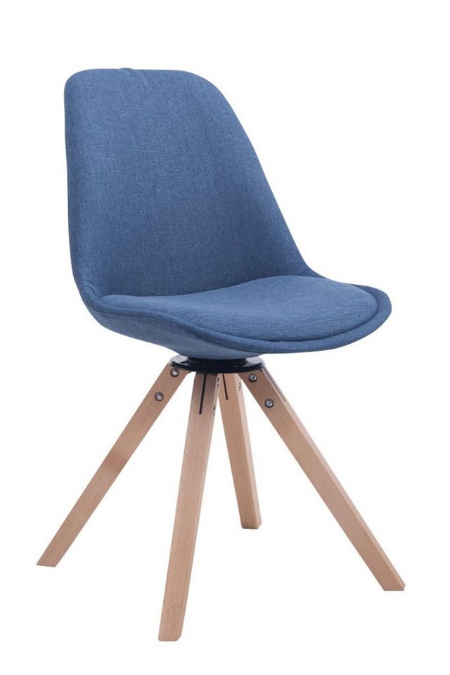 TPFLiving Besucherstuhl Troll mit hochwertig gepolsterter Sitzfläche - Konferenzstuhl (Küchenstuhl - Esszimmerstuhl - Wohnzimmerstuhl), Gestell: Buchenholz Natura square - Sitzfläche: Stoff Blau von TPFLiving