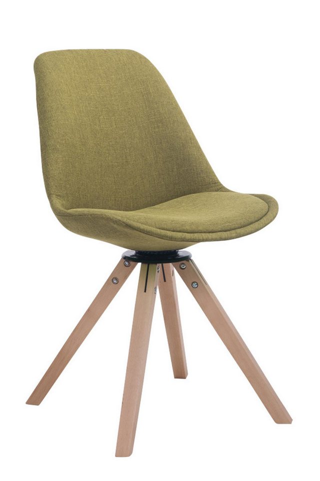 TPFLiving Besucherstuhl Troll mit hochwertig gepolsterter Sitzfläche - Konferenzstuhl (Küchenstuhl - Esszimmerstuhl - Wohnzimmerstuhl), Gestell: Buchenholz Natura square - Sitzfläche: Stoff grün von TPFLiving