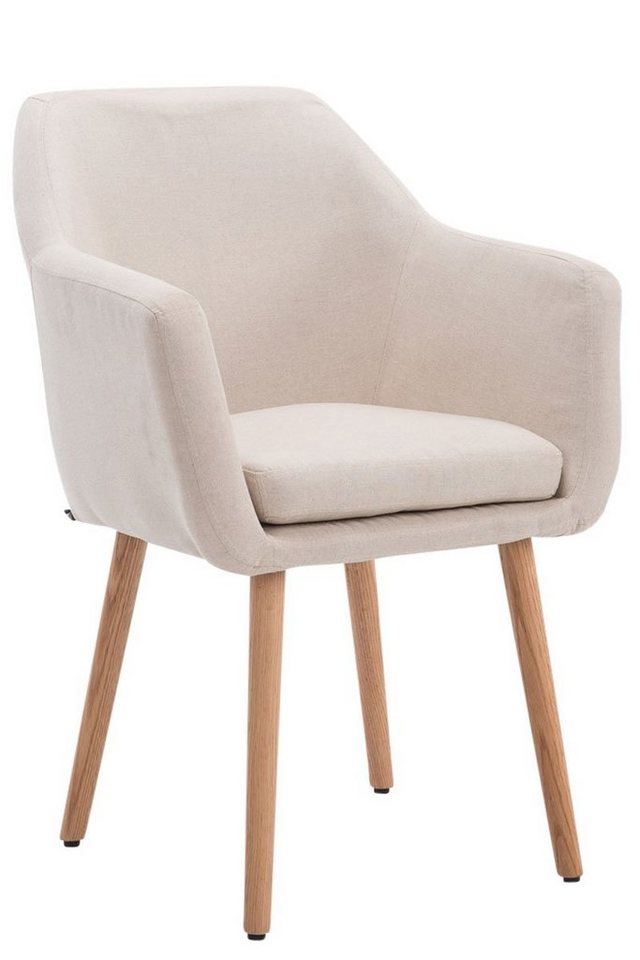 TPFLiving Besucherstuhl Utah mit hochwertig gepolsterter Sitzfläche - Konferenzstuhl (Küchenstuhl - Esszimmerstuhl - Wohnzimmerstuhl), Gestell: Buchenholz Natura - Sitzfläche: Stoff beige von TPFLiving