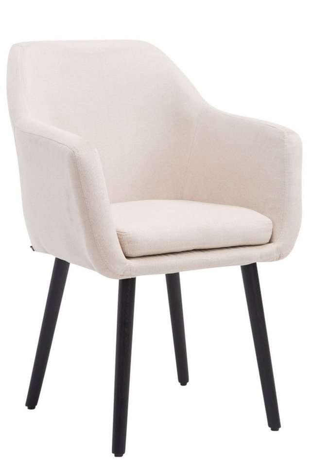 TPFLiving Besucherstuhl Utah mit hochwertig gepolsterter Sitzfläche - Konferenzstuhl (Küchenstuhl - Esszimmerstuhl - Wohnzimmerstuhl), Gestell: Buchenholz schwarz - Sitzfläche: Stoff beige von TPFLiving