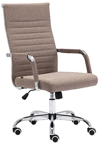 TPFLiving Bürostuhl Amadeus Stoff Gestell: Metall Chrom - Sitzfläche: Stoff Taupe von TPFLiving