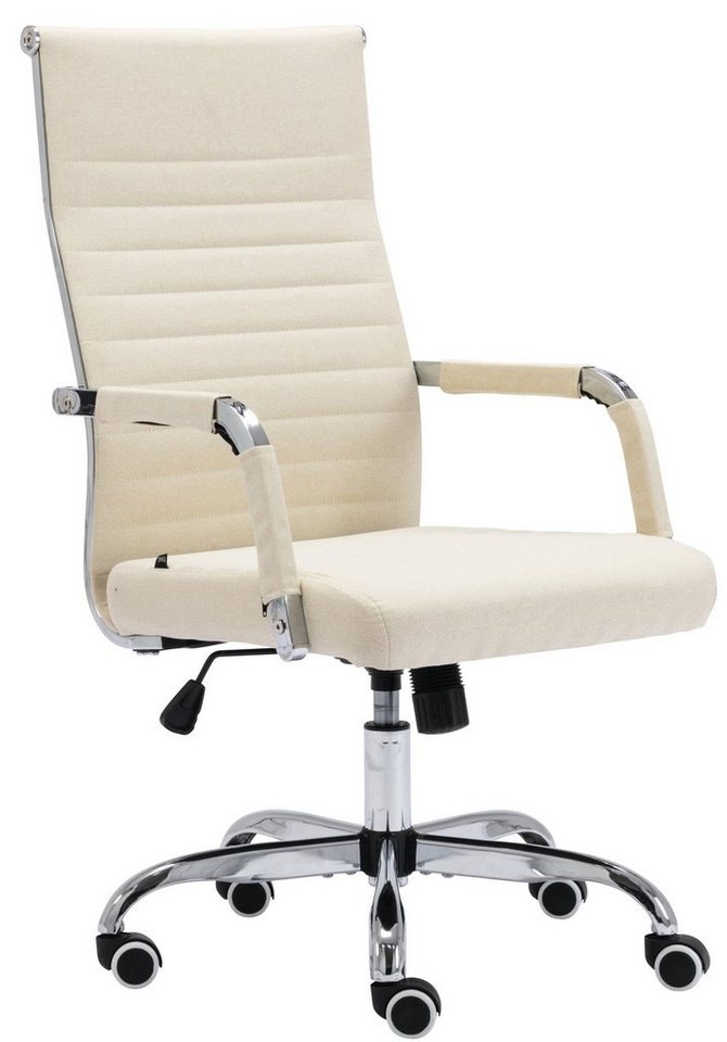 TPFLiving Bürostuhl Amadeus mit bequemer Rückenlehne - höhenverstellbar und 360° drehbar (Schreibtischstuhl, Drehstuhl, Chefsessel, Bürostuhl XXL), Gestell: Metall chrom - Sitzfläche: Stoff creme von TPFLiving