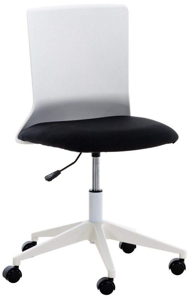 TPFLiving Bürostuhl Apollo mit bequemer Rückenlehne - höhenverstellbar und 360° drehbar (Schreibtischstuhl, Drehstuhl, Chefsessel, Bürostuhl XXL), Gestell: Kunststoff weiß - Sitzfläche: Stoff schwarz von TPFLiving