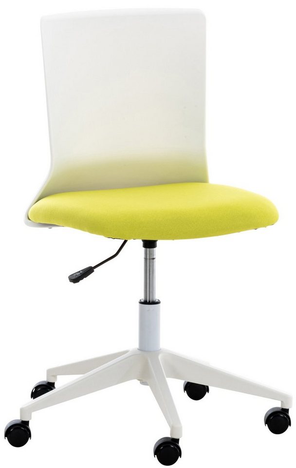 TPFLiving Bürostuhl Apollo mit bequemer Rückenlehne - höhenverstellbar und 360° drehbar (Schreibtischstuhl, Drehstuhl, Chefsessel, Bürostuhl XXL), Gestell: Kunststoff weiß - Sitzfläche: Stoff grün von TPFLiving