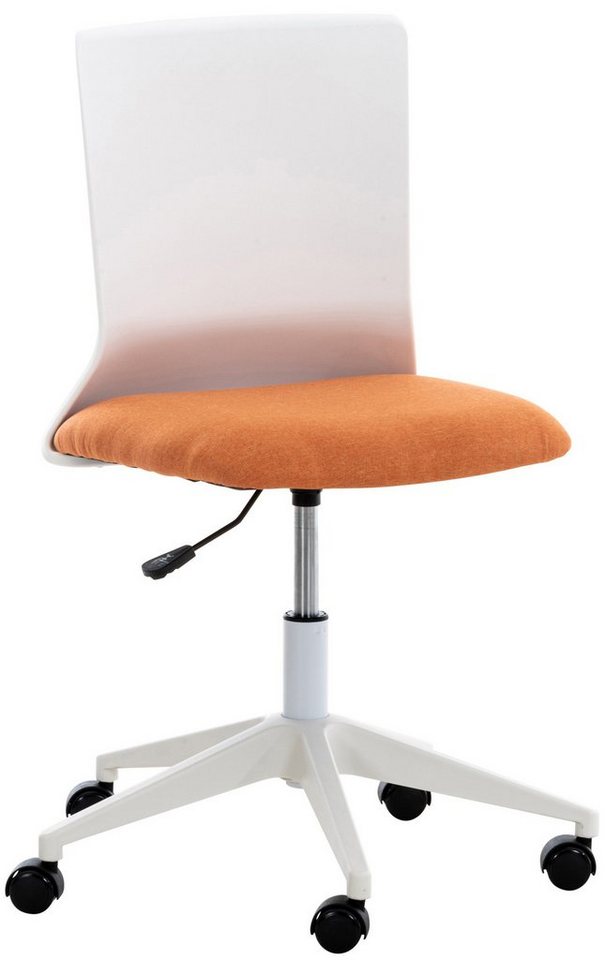 TPFLiving Bürostuhl Apollo mit bequemer Rückenlehne - höhenverstellbar und 360° drehbar (Schreibtischstuhl, Drehstuhl, Chefsessel, Bürostuhl XXL), Gestell: Kunststoff weiß - Sitzfläche: Stoff orange von TPFLiving
