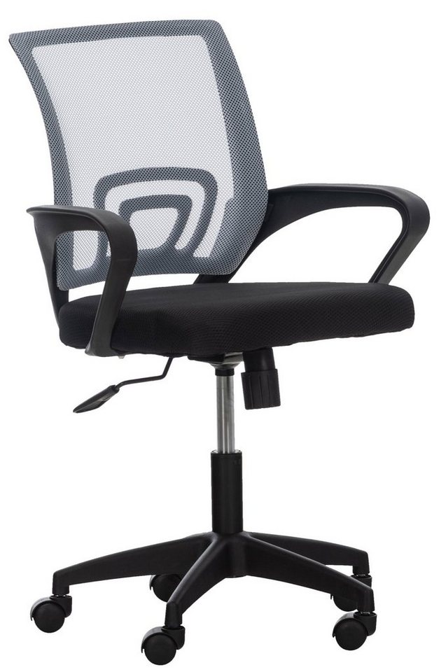 TPFLiving Bürostuhl Audrey mit bequemer ergonomisch geformter Rückenlehne, Gestell: Kunststoff schwarz - Sitzfläche: Netzbezug grau von TPFLiving