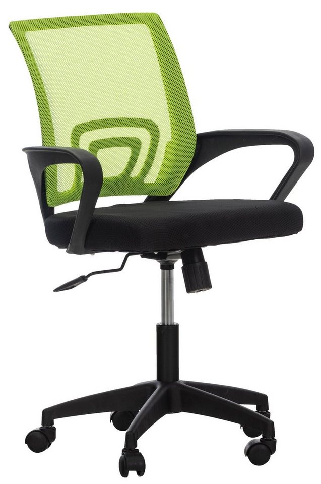 TPFLiving Bürostuhl Audrey mit bequemer ergonomisch geformter Rückenlehne (Schreibtischstuhl, Drehstuhl, Chefsessel, Bürostuhl XXL), Gestell: Kunststoff schwarz - Sitzfläche: Netzbezug grün von TPFLiving