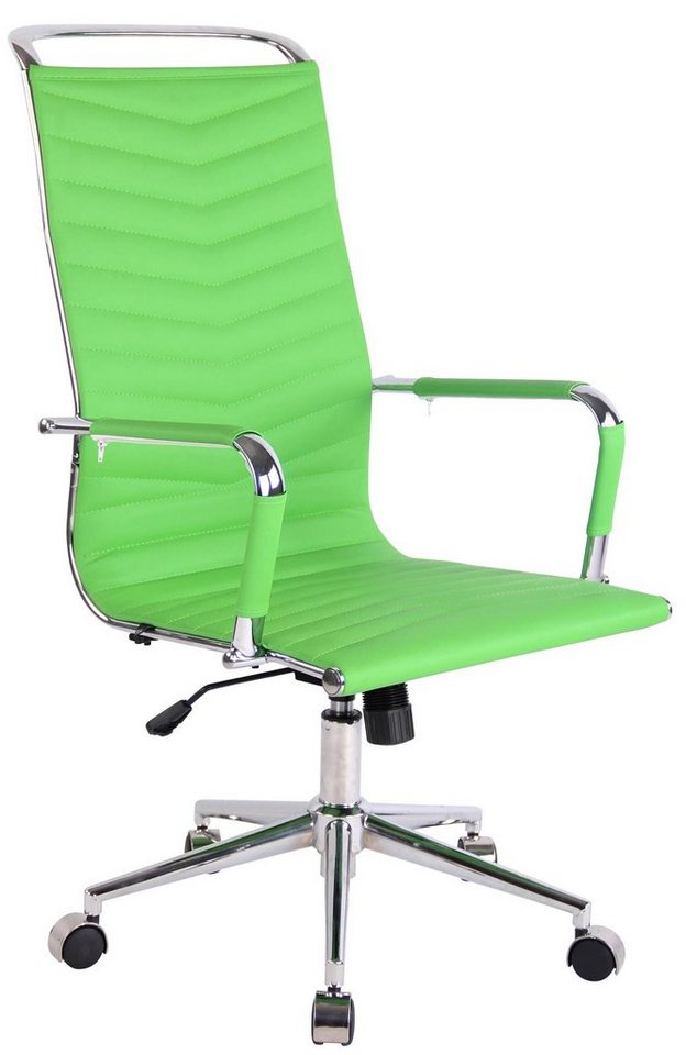TPFLiving Bürostuhl Battle mit bequemer ergonomisch geformter Rückenlehne (Schreibtischstuhl, Drehstuhl, Chefsessel, Bürostuhl XXL), Gestell: Metall chrom - Sitzfläche: Kunstleder grün von TPFLiving