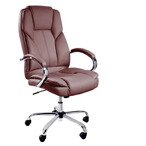 TPFLiving Bürostuhl Chefsessel Schreibtischstuhl Ergonomisch Drehstuhl XXL Dallas - Premium Schwerlast Computerstuhl Modern Kunstleder, Belastbar bis 215kg, abgebremste Rollen, Bordeauxrot von TPFLiving