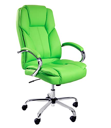 TPFLiving Bürostuhl Chefsessel Schreibtischstuhl Ergonomisch Drehstuhl XXL Dallas - Premium Schwerlast Computerstuhl Modern Kunstleder, Belastbar bis 215kg, abgebremste Rollen, Grün von TPFLiving