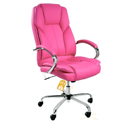 TPFLiving Bürostuhl Dallas (Pink) – mit hoher Rückenlehne und Lordosenstütze – belastbar bis 215 kg – gepolsterter und ergonomischer Premium Schreibtischstuhl für Büro und Homeoffice von TPFLiving