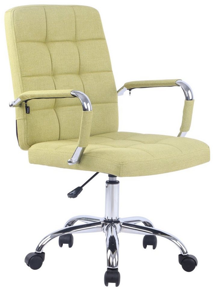 TPFLiving Bürostuhl Deal V1 mit bequemer Rückenlehne - höhenverstellbar und 360° drehbar (Schreibtischstuhl, Drehstuhl, Chefsessel, Bürostuhl XXL), Gestell: Metall chrom - Sitzfläche: Stoff grün von TPFLiving
