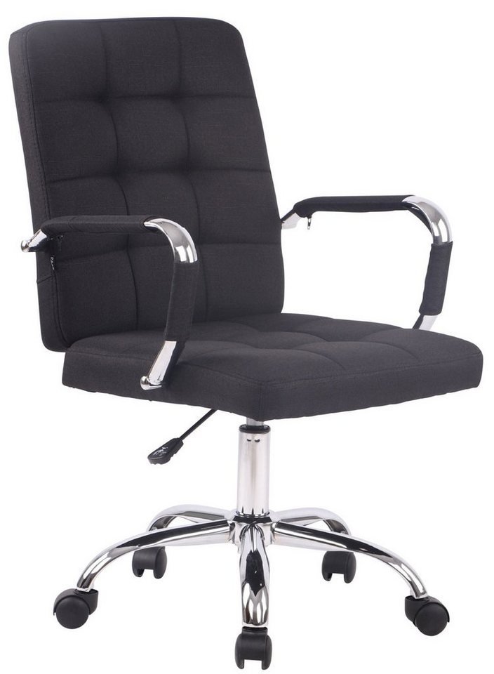 TPFLiving Bürostuhl Deal V1 mit bequemer Rückenlehne - höhenverstellbar und 360° drehbar (Schreibtischstuhl, Drehstuhl, Chefsessel, Bürostuhl XXL), Gestell: Metall chrom - Sitzfläche: Stoff schwarz von TPFLiving