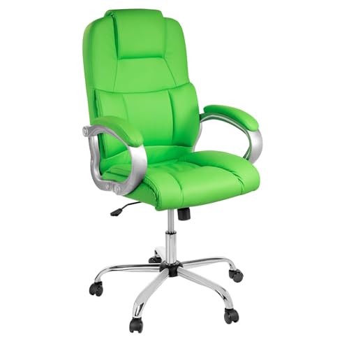 TPFLiving Bürostuhl Denver (Grün) – mit hoher Rückenlehne und Lordosenstütze – belastbar bis 210 kg – gepolsterter und ergonomischer Premium Schreibtischstuhl für Büro und Homeoffice von TPFLiving