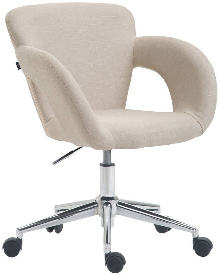 TPFLiving Bürostuhl Eddy mit bequemer Rückenlehne - höhenverstellbar und 360° drehbar (Schreibtischstuhl, Drehstuhl, Chefsessel, Bürostuhl XXL), Gestell: Metall chrom - Sitzfläche: Stoff creme von TPFLiving