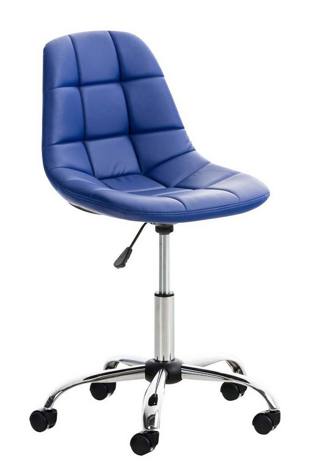 TPFLiving Bürostuhl Emily mit bequemer Rückenlehne - höhenverstellbar und 360° drehbar (Schreibtischstuhl, Drehstuhl, Chefsessel, Konferenzstuhl), Gestell: Metall chrom - Sitzfläche: Kunstleder blau von TPFLiving