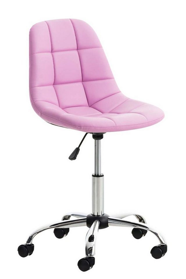 TPFLiving Bürostuhl Emily mit bequemer Rückenlehne - höhenverstellbar und 360° drehbar (Schreibtischstuhl, Drehstuhl, Chefsessel, Konferenzstuhl), Gestell: Metall chrom - Sitzfläche: Kunstleder pink von TPFLiving