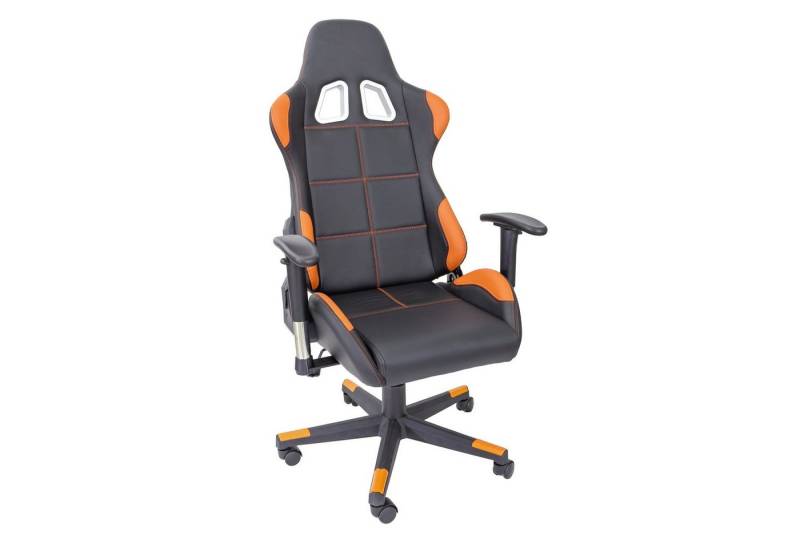 TPFLiving Bürostuhl Fire mit Lendenkissen XL Racing Stuhl Gaming-Stuhl (aus hochwertigem Kunstleder), Drehstuhl Zockerstuhl, Belastbarkeit bis 150 kg - Orange von TPFLiving