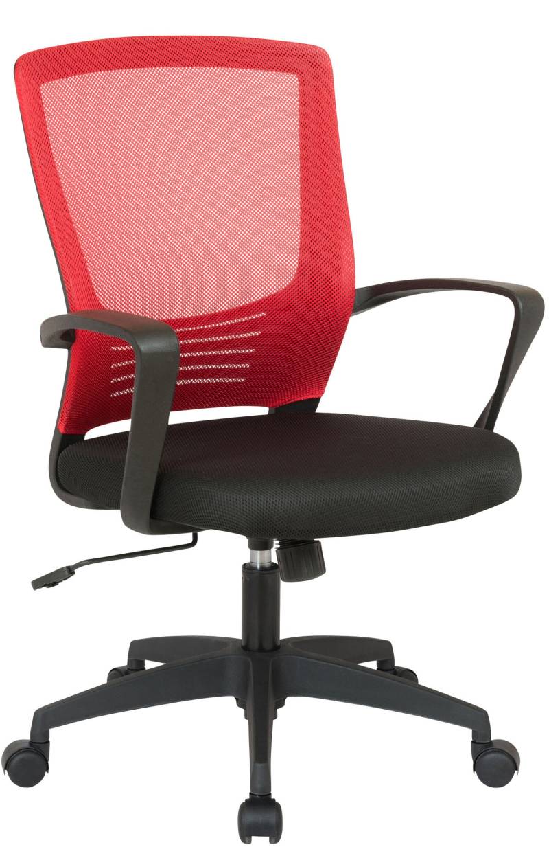 TPFLiving Bürostuhl Kamira mit Netzbezug - Schwarz/Rot von TPFLiving