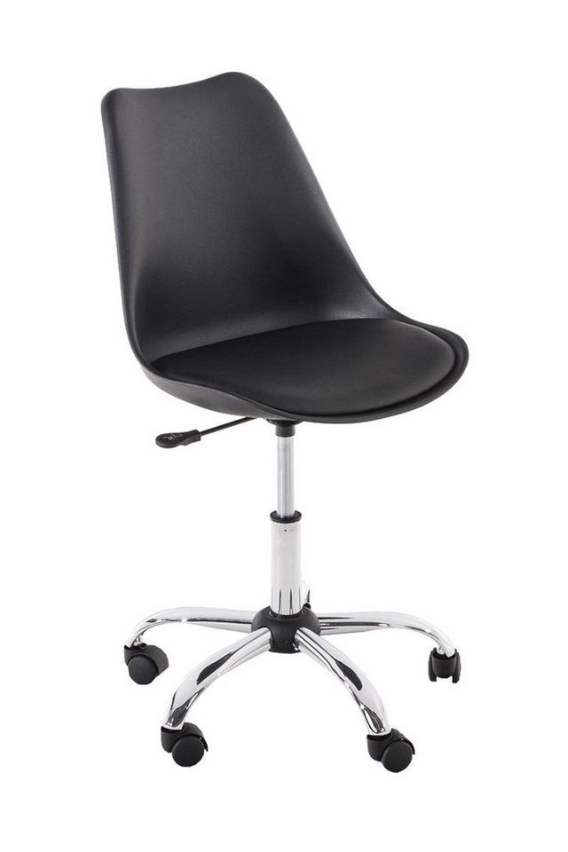TPFLiving Bürostuhl Pegasus mit bequemer Rückenlehne (Schreibtischstuhl, Drehstuhl, Chefsessel, Bürostuhl XXL), Gestell: Metall chrom - Sitz: Kunstleder schwarz von TPFLiving