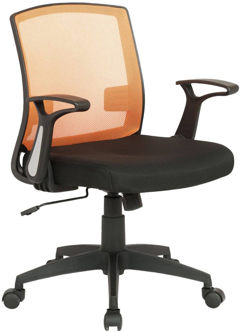 TPFLiving Bürostuhl Rennes mit atmungskativem Netzbezug - Schwarz/Orange von TPFLiving