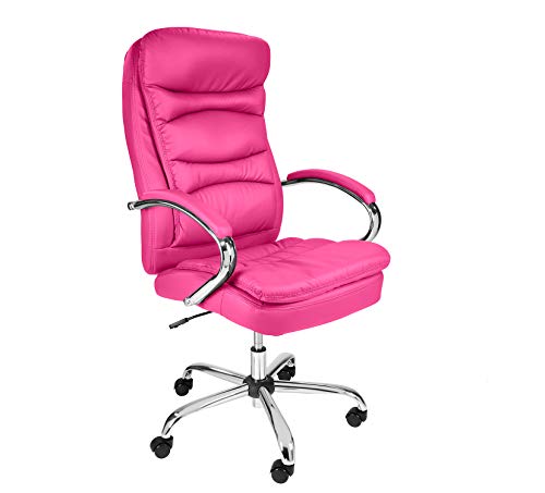 TPFLiving Bürostuhl Schreibtischstuhl ergonomisch XXL bis 210kg Drehstuhl Queens - Schwerlast Computerstuhl Modern aus Kunstleder mit abgebremsten Rollen - Belastbar bis 210kg - Rosa von TPFLiving