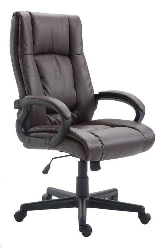 TPFLiving Bürostuhl Sportino XL mit bequemer Rückenlehne - höhenverstellbar - 360° drehbar (Schreibtischstuhl, Drehstuhl, Chefsessel, Bürostuhl XXL), Gestell: Kunstleder schwarz - Sitz: Kunstleder braun von TPFLiving