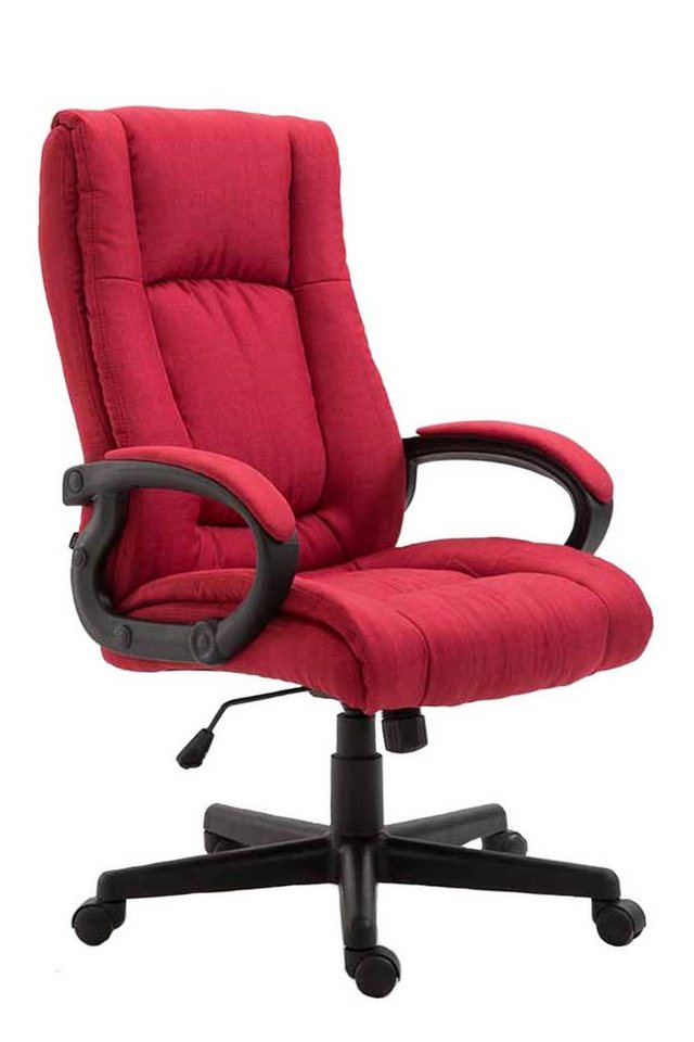 TPFLiving Bürostuhl Sportino XL mit bequemer Rückenlehne - höhenverstellbar - 360° drehbar (Schreibtischstuhl, Drehstuhl, Chefsessel, Bürostuhl XXL), Gestell: Kunstleder schwarz - Sitz: Kunstleder rot von TPFLiving
