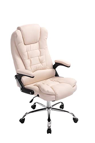 TPFLiving Bürostuhl Toronto Kunstleder Gestell: Metall Chrom - Sitz: Kunstleder Creme von TPFLiving