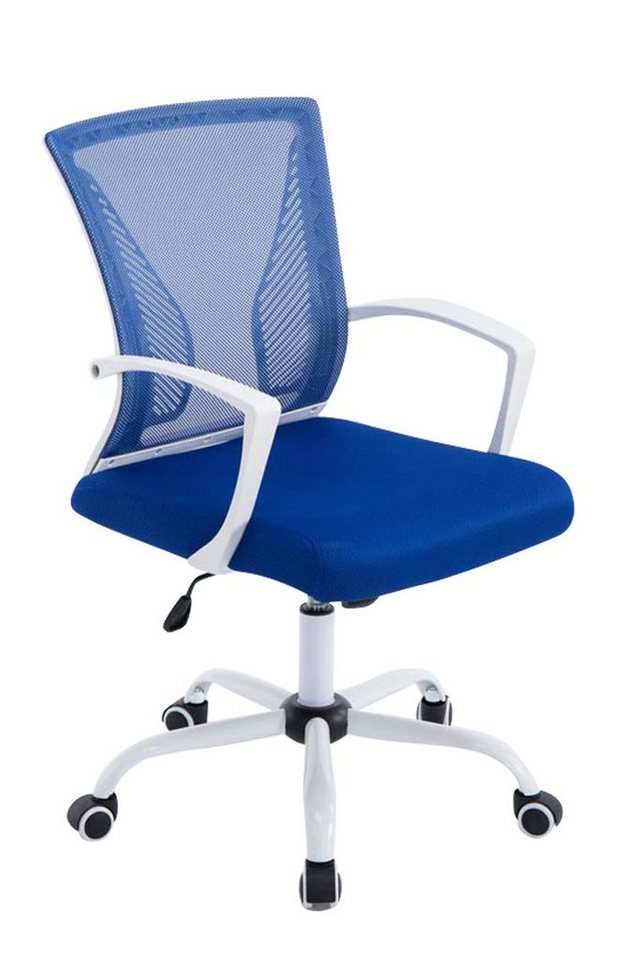 TPFLiving Bürostuhl Trail One mit bequemer Rückenlehne - höhenverstellbar und 360° drehbar (Schreibtischstuhl, Drehstuhl, Chefsessel, Bürostuhl XXL), Gestell: Metall chrom - Sitz: Netzbezug blau von TPFLiving