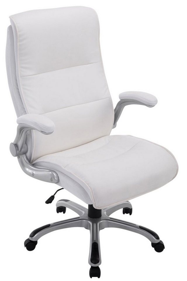TPFLiving Bürostuhl Vila mit bequemer ergonomisch geformter Rückenlehne (Schreibtischstuhl, Drehstuhl, Chefsessel, Bürostuhl XXL), Gestell: Kunststoff silber - Sitzfläche: Kunstleder weiß von TPFLiving