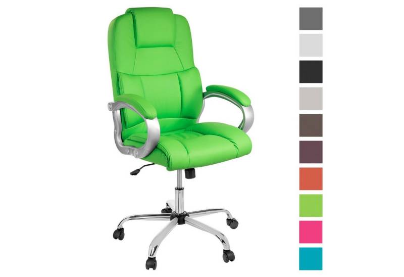 TPFLiving Chefsessel Denver mit abgebremsten Rollen (XXL Bürostuhl ergonomisch gepolsterter Schreibtischstuhl), Drehstuhl aus Kunstleder, Belastbarkeit bis 210kg - Grün von TPFLiving