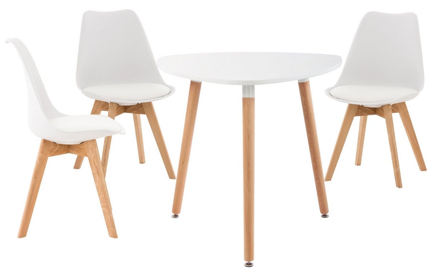 TPFLiving Essgruppe Libon - Sitzgruppe Küche, Esszimmer, Balkon und Terrasse, (Essgruppe - Kleiner Tisch mit 3 Stühlen - Gestell Buchenholz massiv, 4-tlg., Esszimmer Set Holz massiv mit MDF-Tischplatte - Farbe: weiß), Stuhl (BxTxH): 49 x 50 x 83 cm - 1 Tisch (LxBxH): 80 x 80 x 75cm TPFLiving Essgruppe Libon - Sitzgruppe Küche, Esszimmer, Balkon und Terrasse, (Essgruppe - Kleiner Tisch mit 3 Stühlen - Gestell Buchenholz massiv, 4-tlg., Esszimmer Set Holz massiv mit MDF-Tischplatte - Farbe: weiß), Stuhl (BxTxH): 49 x 50 x 83 cm - 1 Tisch (LxBxH): 80 x 80 x 75cm von TPFLiving