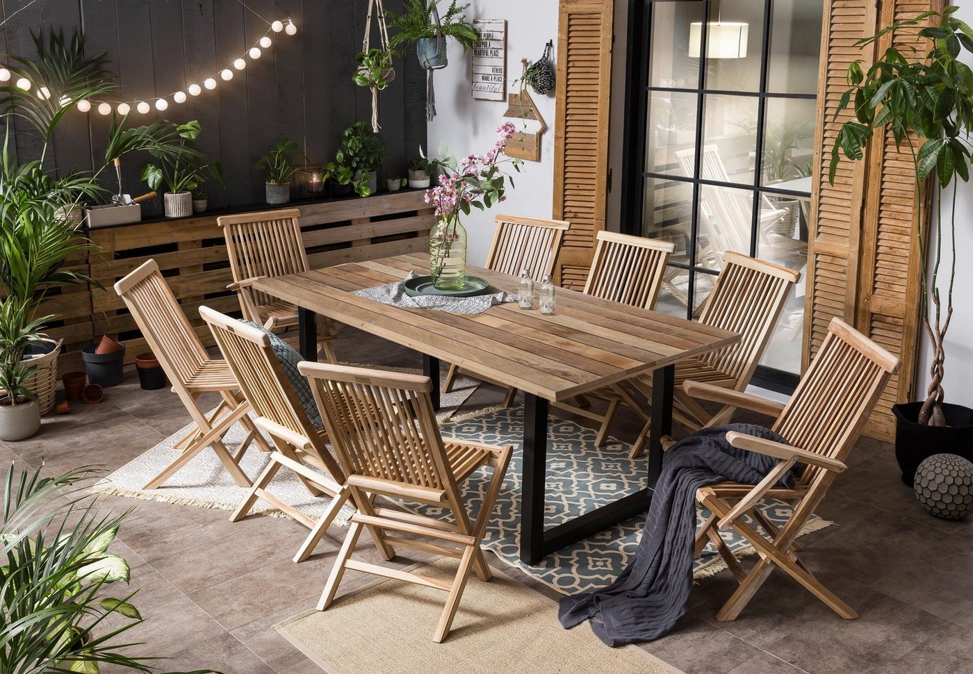 TPFLiving Esstisch ARNAR - Esszimmertisch, Platte Mango, Gestell Metall (Hochwertiger Küchentisch mit stylischem Kufengestell, 1-St., Designertisch, natur, Gestell antikschwarz), Tisch Esszimmer - Maße (BxHxT): 180x77x100 cm - Plattenstärke: 4,3 cm von TPFLiving