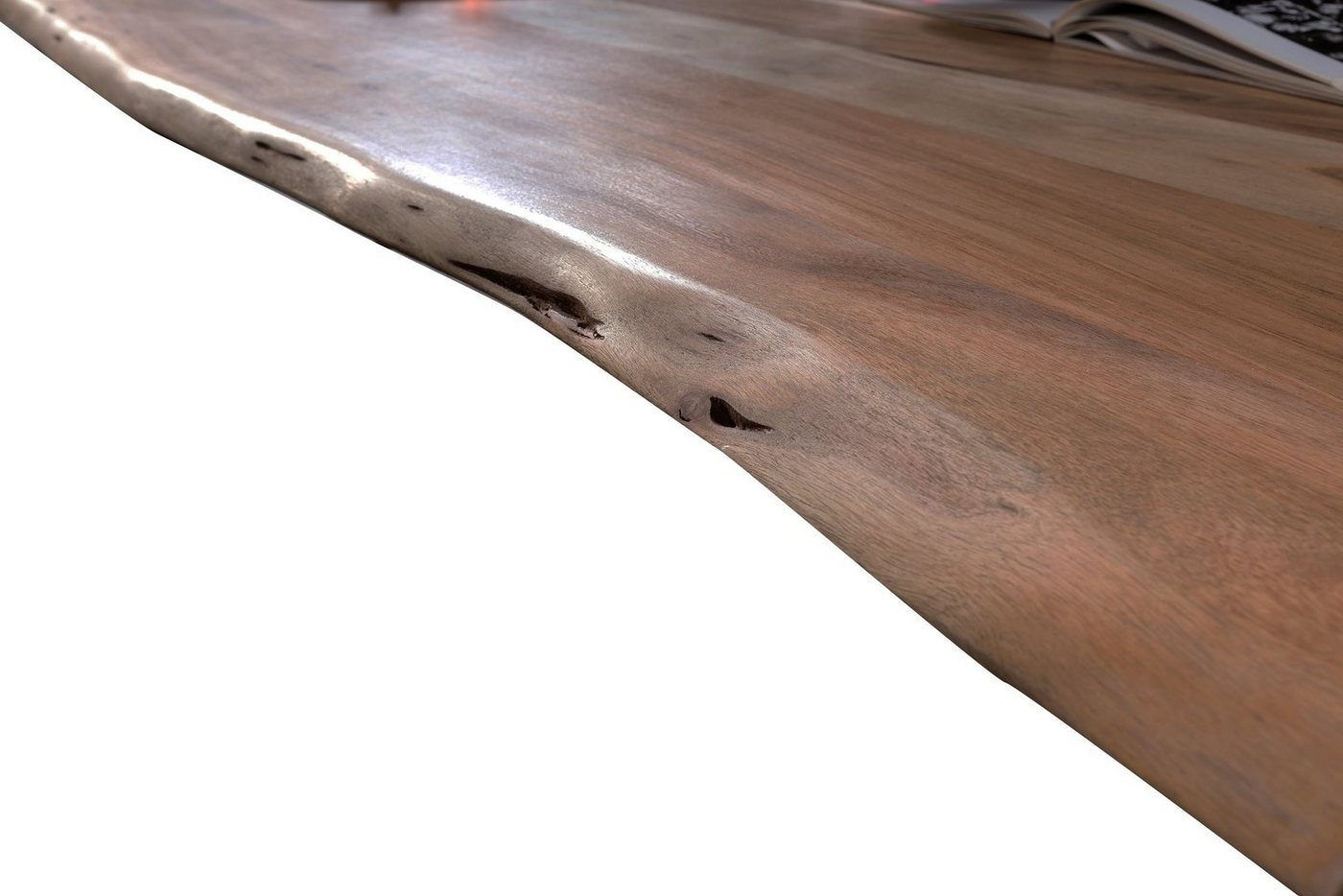 TPFLiving Esstisch Broome - aus massivem Akazienholz (mit Baumkante wie gewachsen, Esszimmertisch massiv, Wohnzimmertisch, Holztisch), Breite: 200 cm, Höhe: 77 cm, Tiefe: 100 cm von TPFLiving