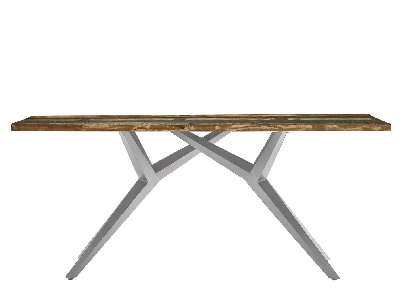TPFLiving Esstisch Minos - Platte Altholz lackiert, Gestell Metall (jedes Stück ein Unikat - Platte bunt, Gestell antiksilber, Esstisch - Desinger Tisch Luxus - Esstisch massiv), Plattenstärke 40 mm - Esstisch 180x100cm von TPFLiving
