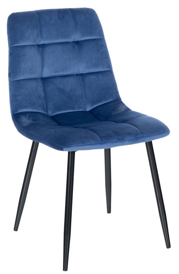 TPFLiving Esszimmerstuhl Atina mit hochwertig gepolsterter Sitzfläche - Konferenzstuhl (Küchenstuhl - Wohnzimmerstuhl), Gestell: Metall schwarz - Sitzfläche: Samt blau von TPFLiving